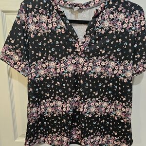 White Birch Black Floral Blouse